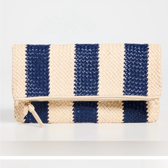 NWT Clare V Foldover Clutch with Tabs in Racing Stripes - Picture 7 of 9